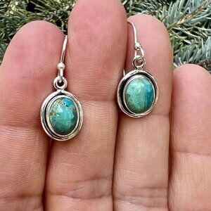 Sundance $118 NEW 1" Kingman Green Turquoise Handmade Sterling Silver Earrings